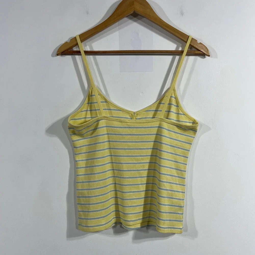 Levis 90s Fisherman‎ Streetwear Striped Ribbed Henley Tank Top Womens Large VTG